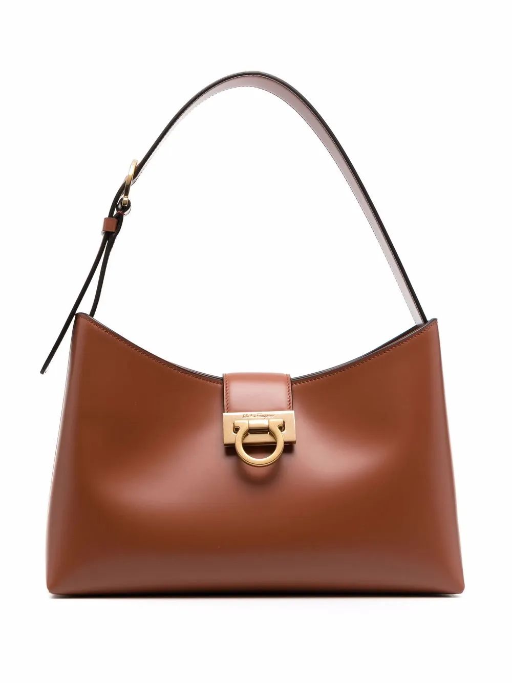 FERRAGAMO TRIFOLIO – Women Bag | Luxury Shoulder Bag with Gancini Clasp (Brown)