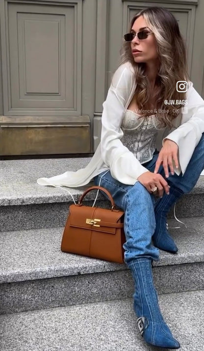 JW PEI ELISE TOP HANDLE – Women Bag | Crossbody with Long Belt | Premium Quality (Brown)