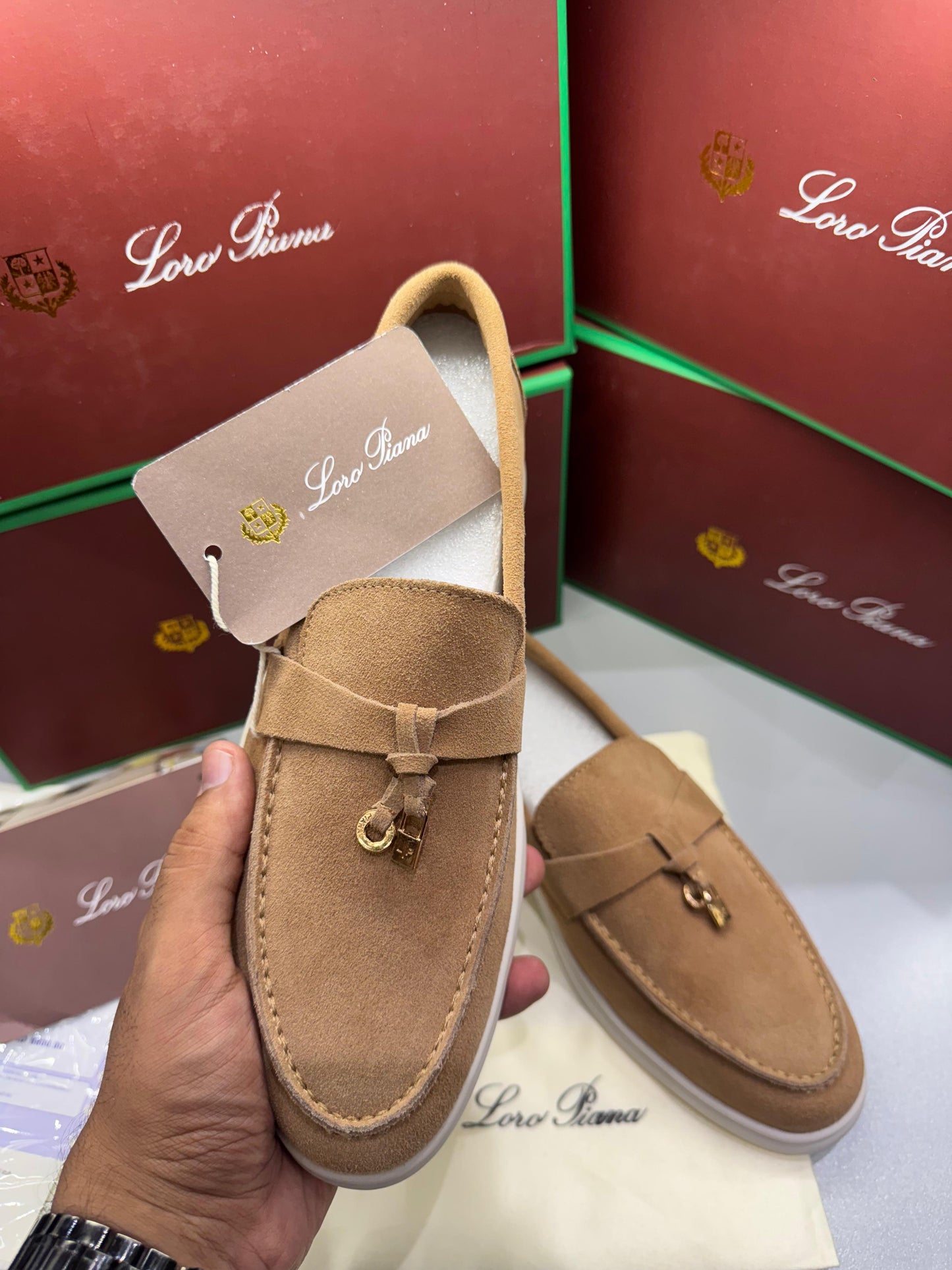 LORO PIANA SUMMER WALK – Women Ballet Flats / Loafers (Camel Brown)