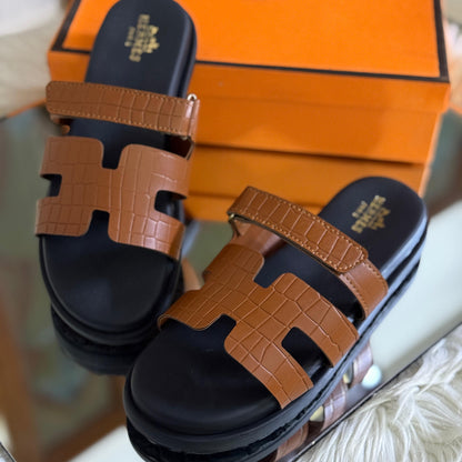 H-E-R-M-E-S Ladies Softy Flat Slippers – Premium Women Flat Slippers (Brown)