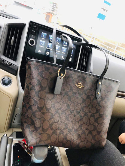 C-O-A-C-H CITY TOTE BAG IN SIGNATURE CANVAS – Women Bag (Brown)