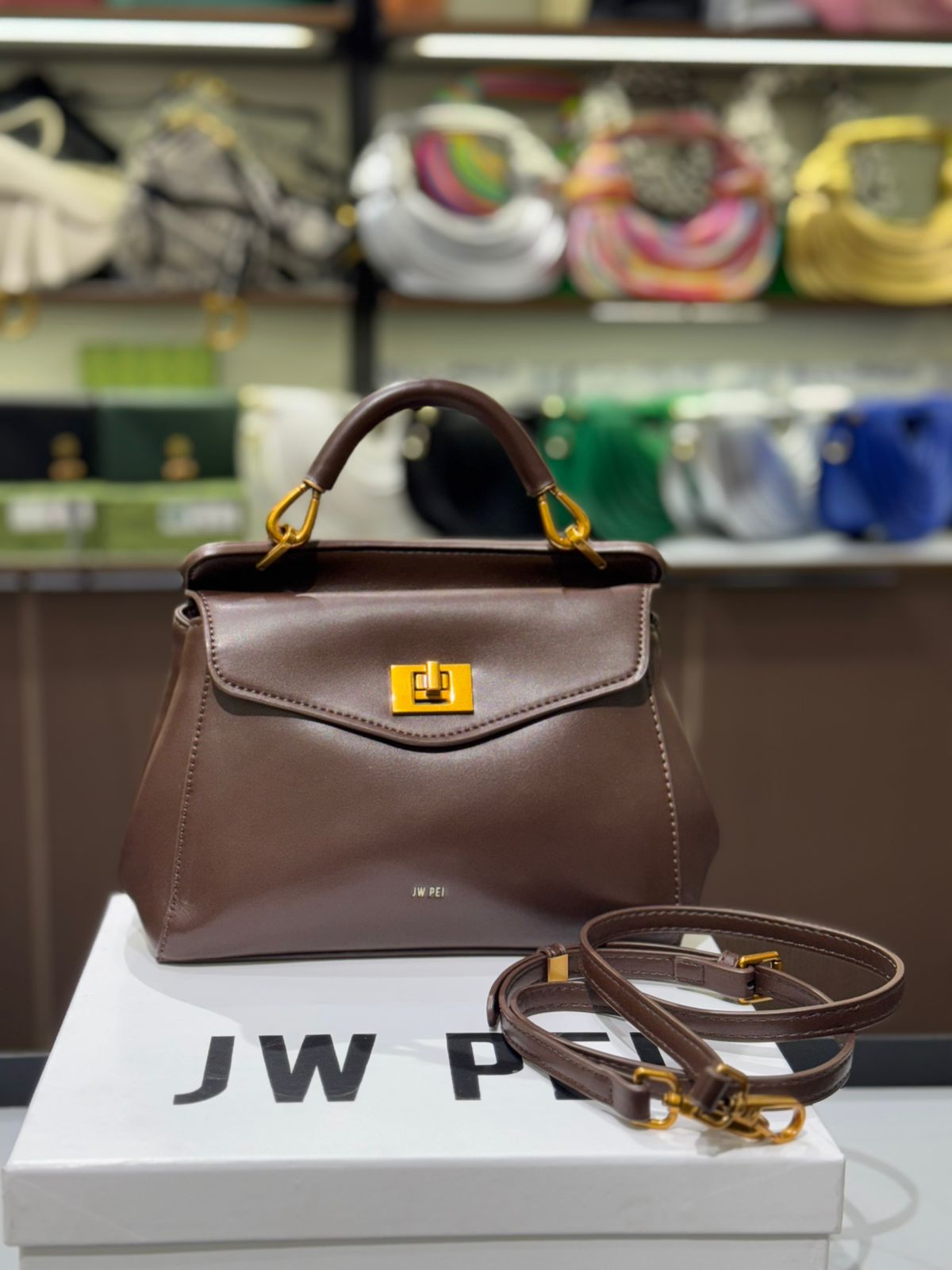 JW PEI Lucia Classic Top Handbag – Premium Women Bag (Brown)