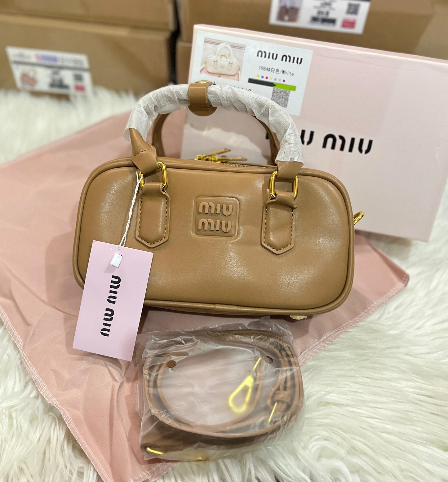 MIU MIU Arcadie Leather Women Bag – Premium Quality | With Dust Bag & Box (Brown)