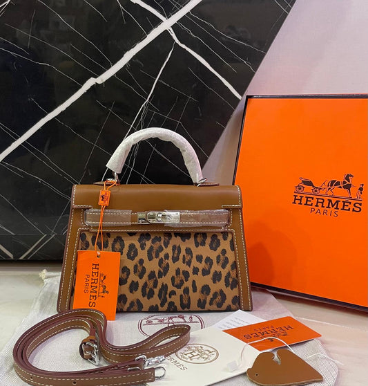 H-E-R-M-E-S P-A-R-I-S Crossbody Bag – Master Copy Premium Women Bag (Brown with Tiger Print)