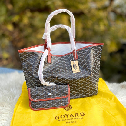 GOYARD Tote 2-Pcs Set – Luxury Women Bag with Pouch (Brown Black)