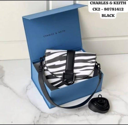 CHARLES & KEITH — Faux Leather Shoulder Bag (With Brand Bag & Tag) (Black)