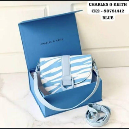 CHARLES & KEITH — Faux Leather Shoulder Bag (With Brand Bag & Tag) (Blue)