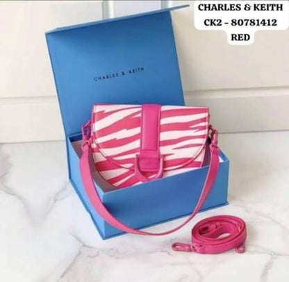 CHARLES & KEITH — Faux Leather Shoulder Bag (With Brand Bag & Tag) (Red)