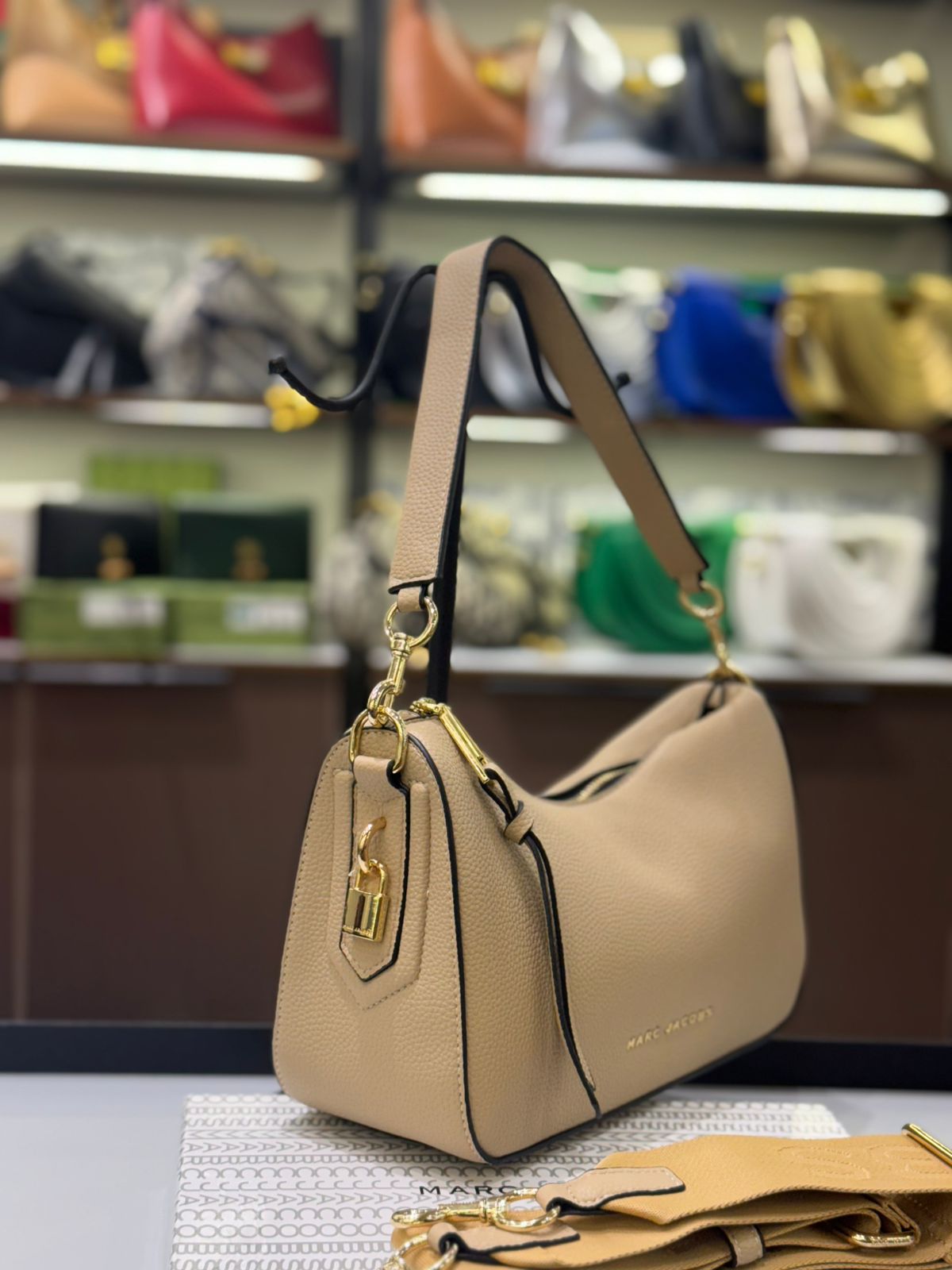 MARC JACOBS Drifter Small Convertible Shoulder Bag – Premium Quality (Beige)