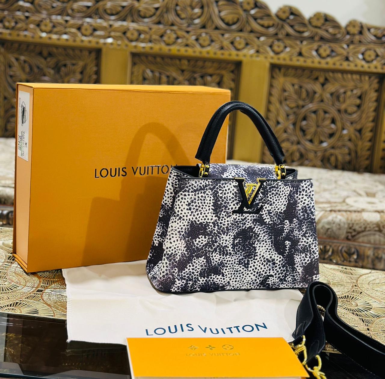 Louis Vuitton Capucines Women Bag - Premium Quality with Brand Box (Black/White-2)