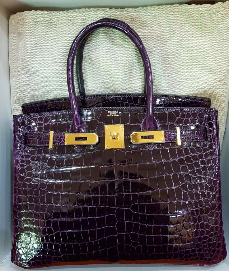 Hermes Birkin 25 Leather Gold Hardware Handbag Bag for Women (Purple Shine)