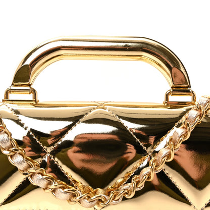 C-H-A-N-E-L Metallic Mirror Large Flap Top Handle Women Bag – Runway Luxury Premium Edition (Gold)