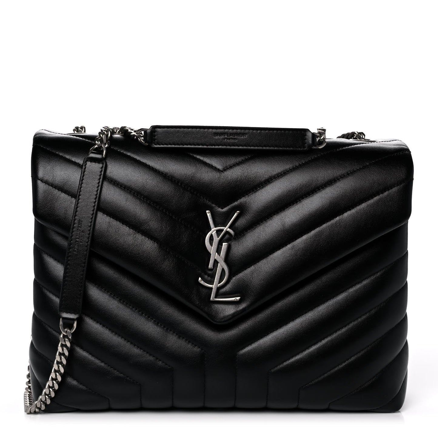 SAINT LAURENT Women's Calfskin Y Quilted Monogram Medium Loulou Chain Satchel