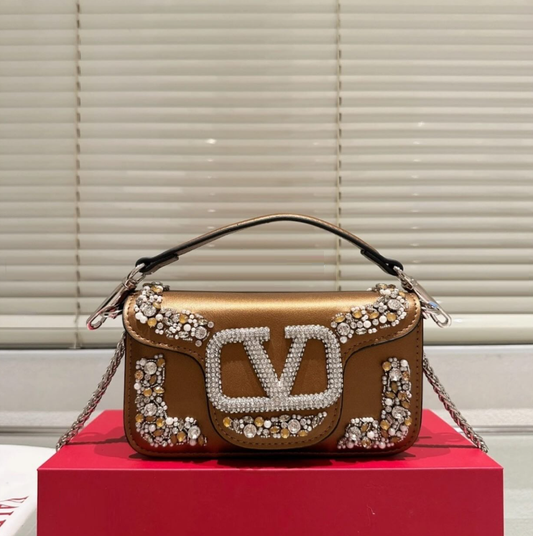V-A-L-E-N-T-I-N-O G-A-R-A-V-A-N-I Locò Crystal Shoulder Women Bag – Couture Glam Edition (Brown)