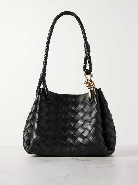 B-O-T-T-E-G-A V-E-N-E-T-A Small Shoulder Women Bag – Intrecciato Chic Edition (Black)