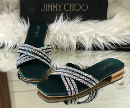 Jimmy Choo Women Slippers – Luxury & Comfort Combined (Green)