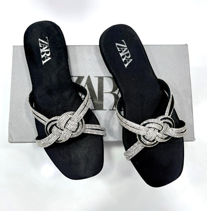 ZARA Flat Slippers – Stylish & Comfortable (Silver)