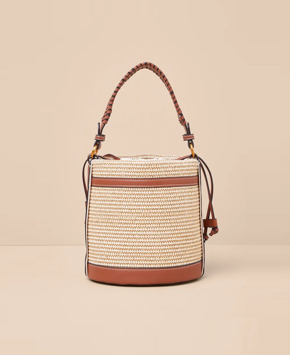 Z-A-R-A Braided Handle Bucket Women Bag – Casual Chic Edition (Beige)