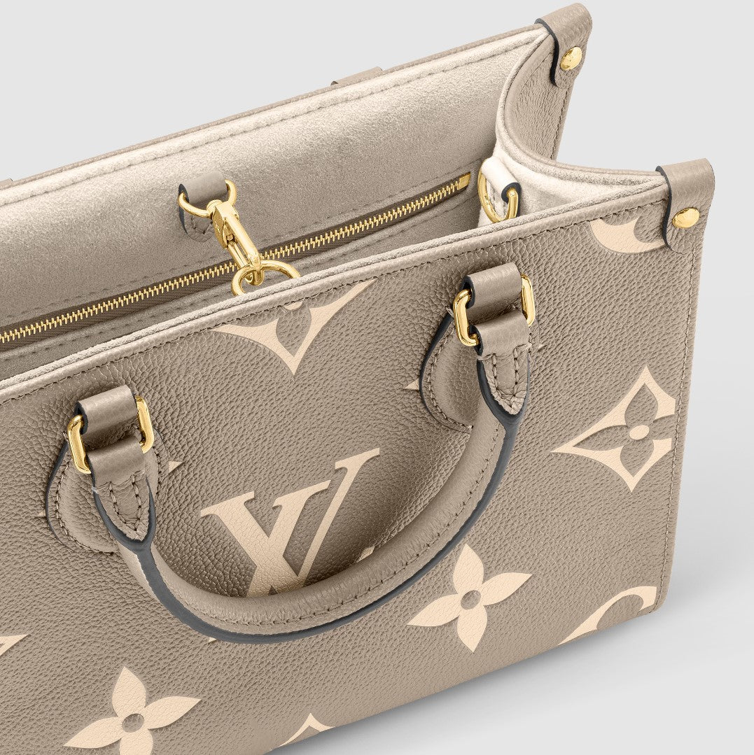 Louis Vuitton Onthego PM Women Bag - Beige-Cream Monogram Empreinte Leather