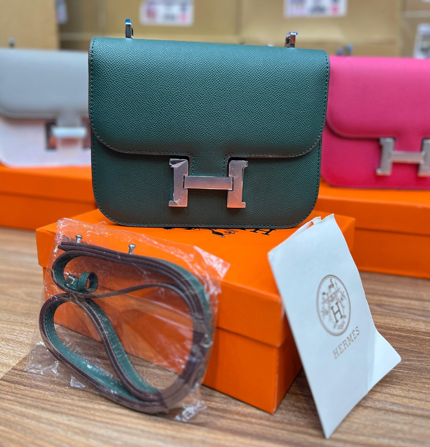 Hermès Constance 18 Bag – Classic Palladium Hardware (Green)