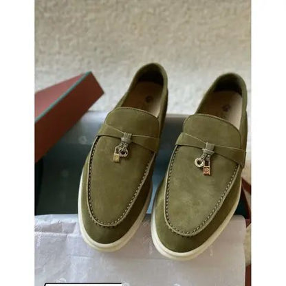 LORO PIANA SUMMER WALK – Women Ballet Flats / Loafers (Olive Green)