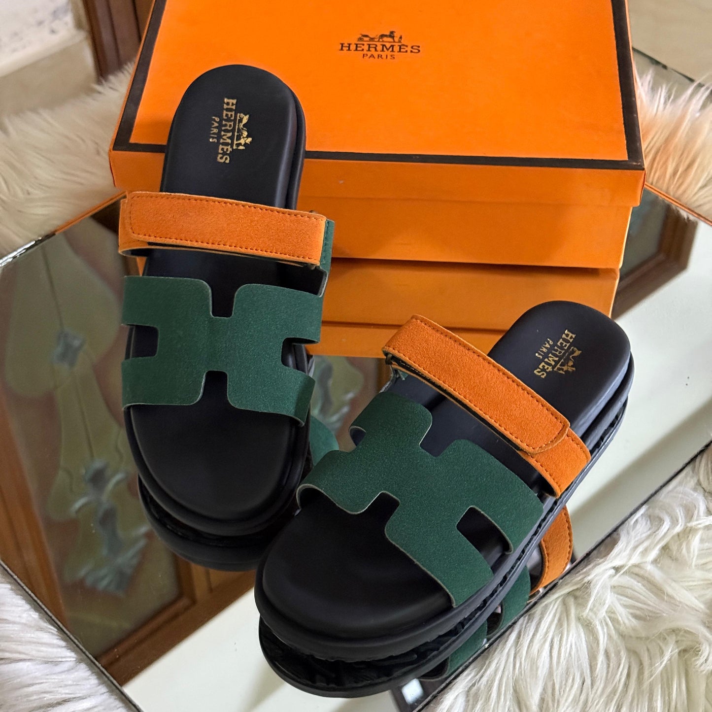 H-E-R-M-E-S Ladies Softy Flat Slippers – Premium Women Flat Slippers (Green)