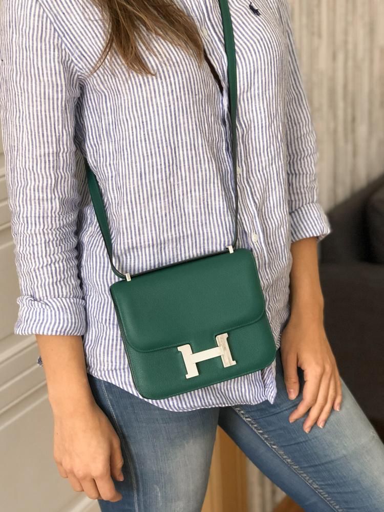 Hermès Constance 18 Bag – Classic Palladium Hardware (Green)