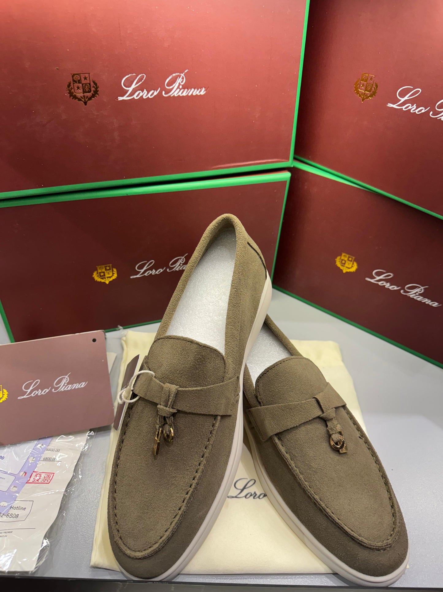 LORO PIANA SUMMER WALK – Women Ballet Flats / Loafers (Olive Green)