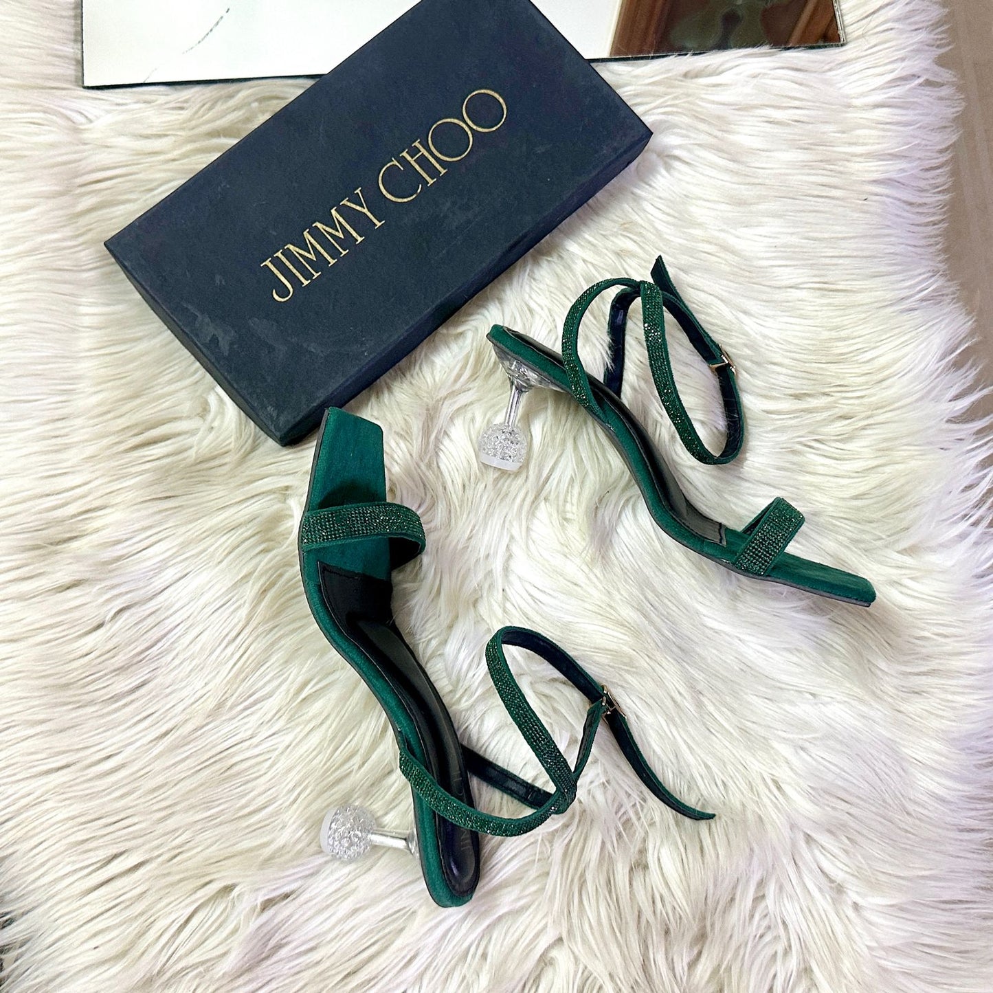 Jimmy Choo Transparent Heel – Elegant & Modern (Green)