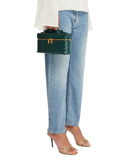 BOTTEGA VENETA Bang Bang Intrecciato Leather Vanity Case – Women Bag (Green)