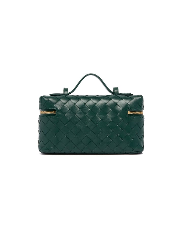 BOTTEGA VENETA Bang Bang Intrecciato Leather Vanity Case – Women Bag (Green)