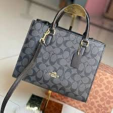 C-O-A-C-H Maggie Small Tote Women Bag – Blocked Signature Canvas (Grey Black)