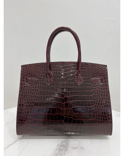 Hermes Birkin 25 Leather Gold Hardware Handbag Bag for Women (Purple Shine)