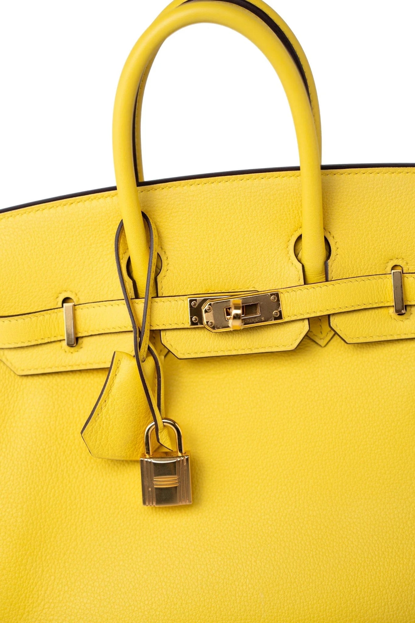 Hermes Birkin 25 Leather Gold Hardware Handbag Bag for Women (Yellow Shine)