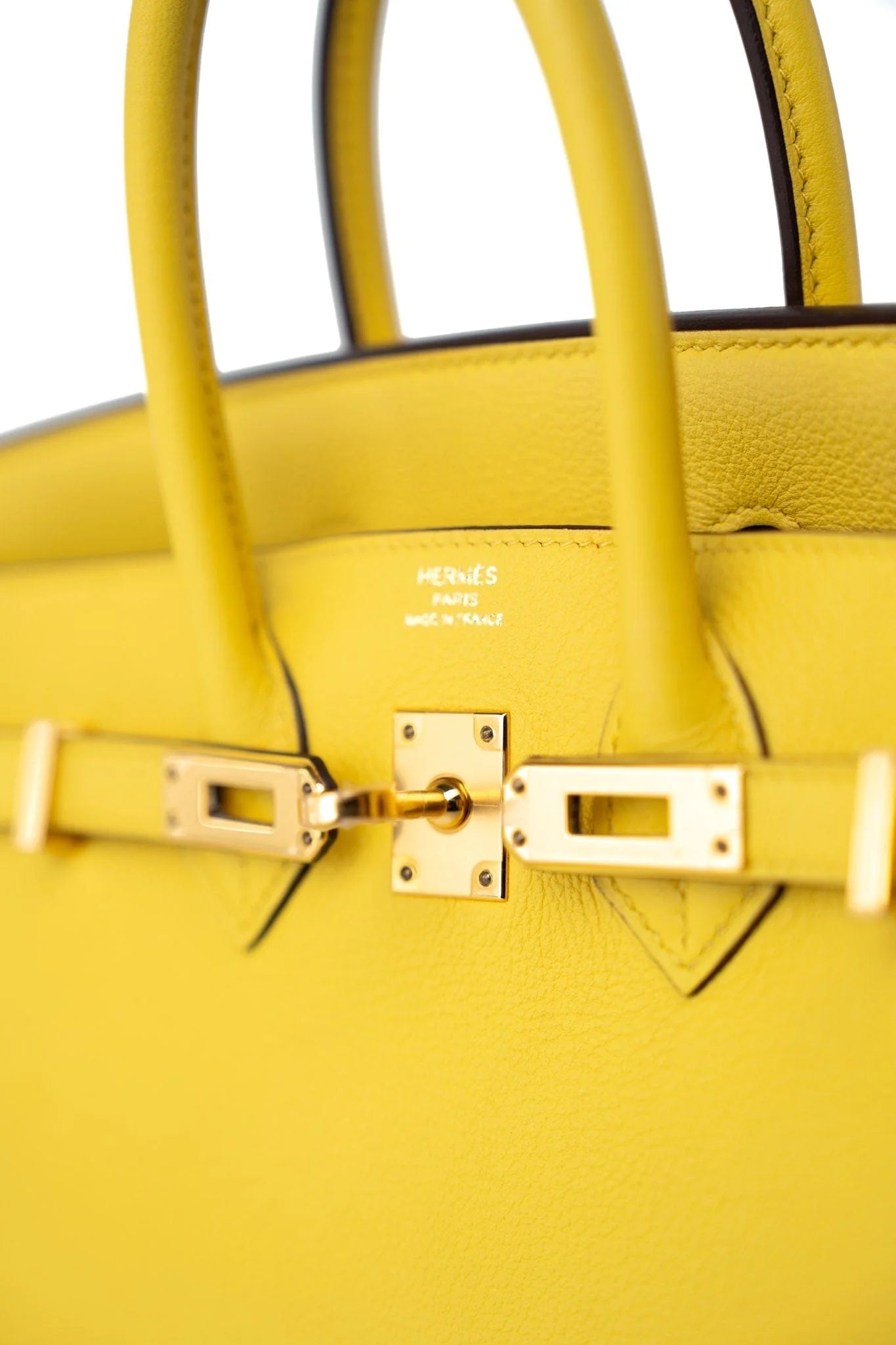 Hermes Birkin 25 Leather Gold Hardware Handbag Bag for Women (Yellow Shine)