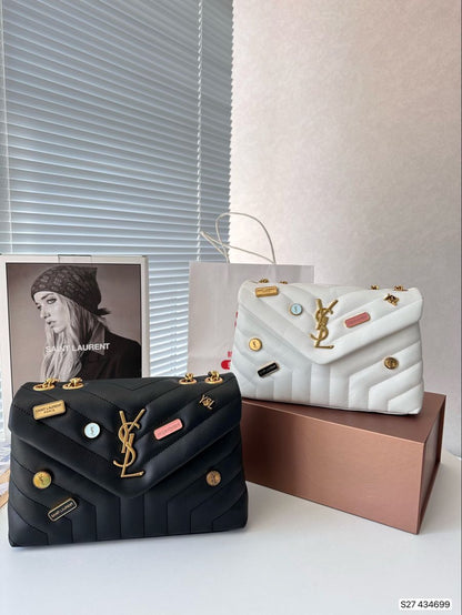 YSL — Women's Crossbody Bag with Long Chain (Complete Branding | With Box & Dustbag) (Black)