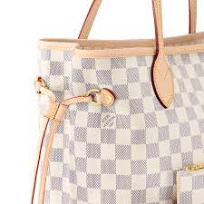 LOUIS VUITTON Neverfull GM - Women's Handbag (White/Grey Checkbox)