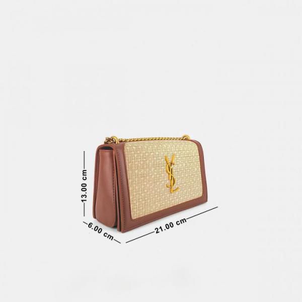 S-A-I-N-T L-A-U-R-E-N-T Sunset Medium Bag – Smooth Leather Women Shoulder Bag (Cream Brown)