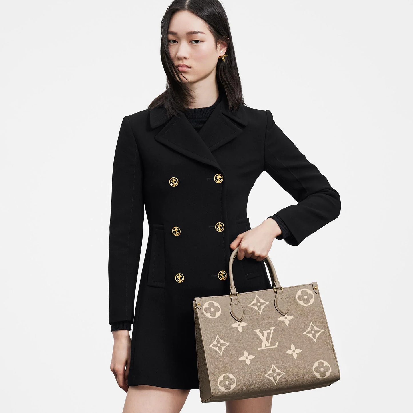 Louis Vuitton Onthego PM Women Bag - Beige-Cream Monogram Empreinte Leather
