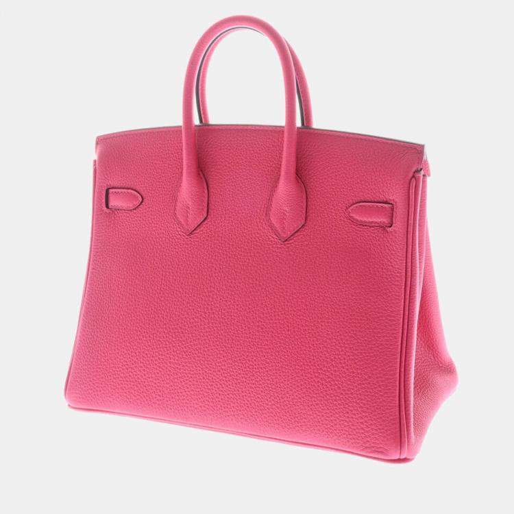 Hermes Birkin 25 Leather Gold Hardware Handbag Bag for Women (Pink)