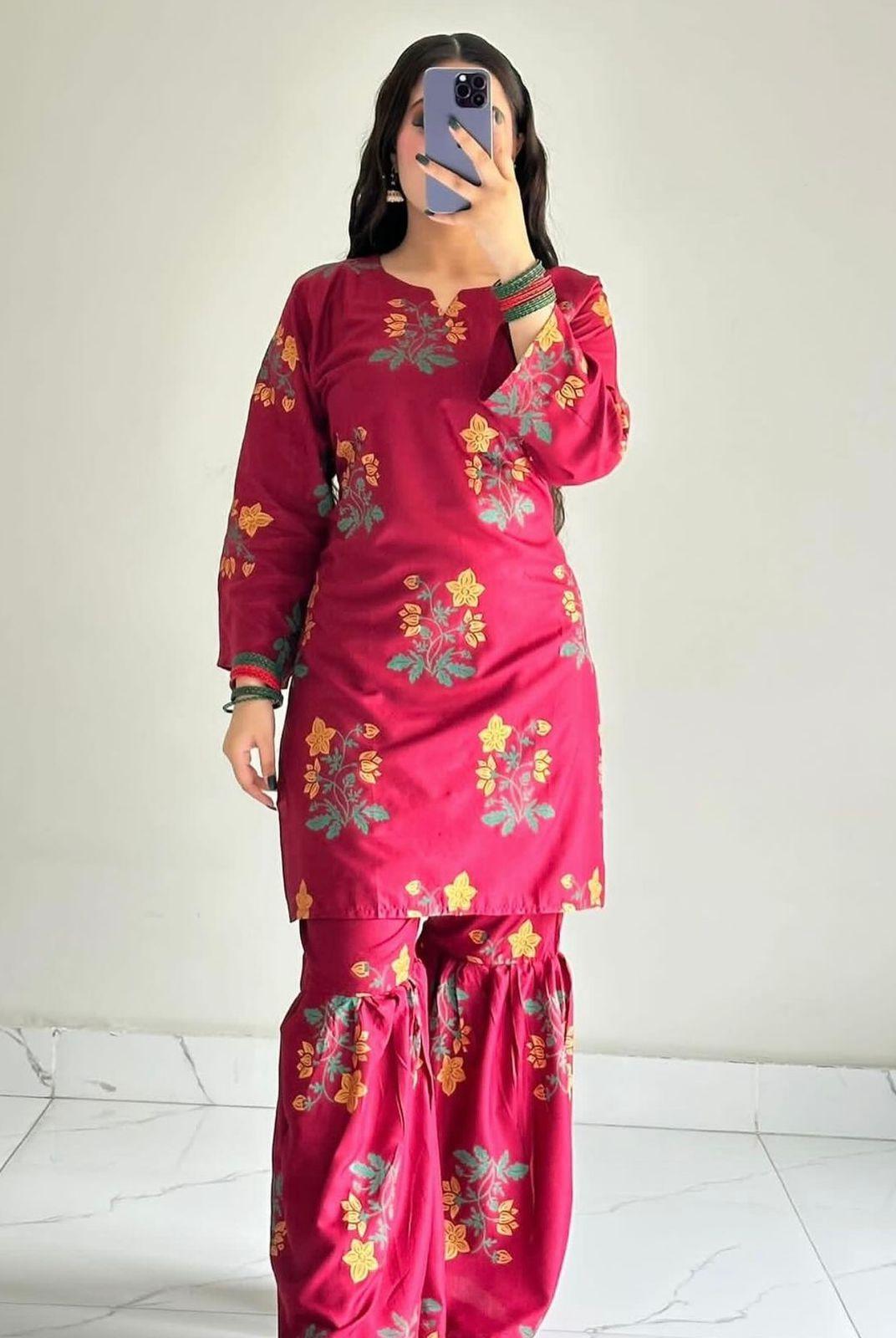 Sharara 2Pcs Stitched (Maroon)