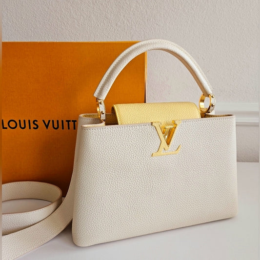 LOUIS VUITTON Capucines-Inspired – Luxurious Leather Handbag (Beige/Yellow)