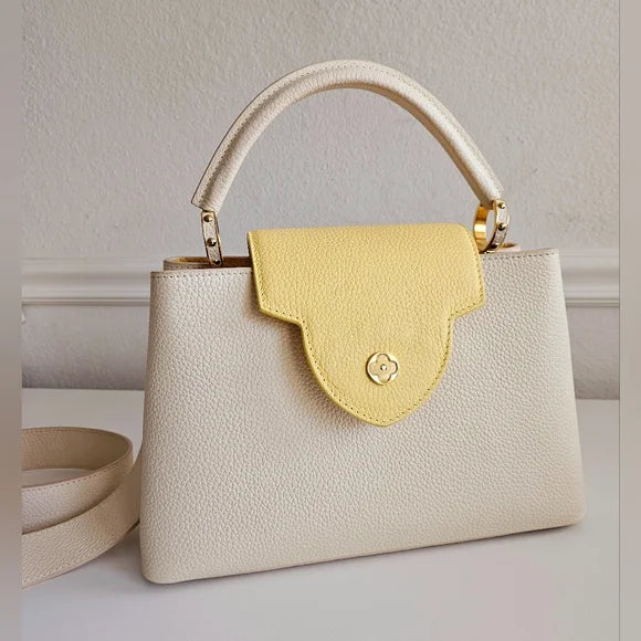 LOUIS VUITTON Capucines-Inspired – Luxurious Leather Handbag (Beige/Yellow)