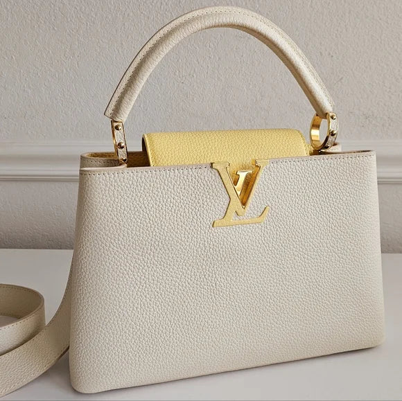 LOUIS VUITTON Capucines-Inspired – Luxurious Leather Handbag (Beige/Yellow)