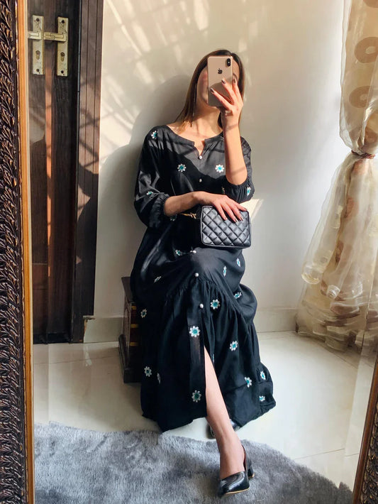 Lenin Long Embroidered Maxi (Black)