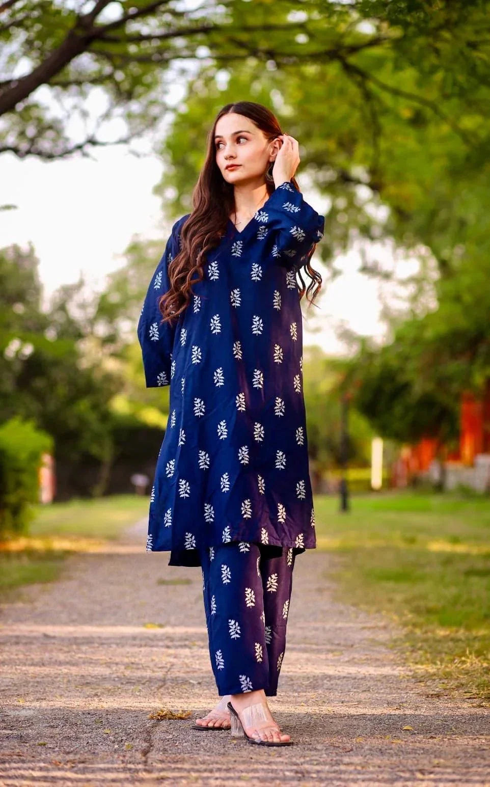 Saleha 2Pcs Stitched Suit (Blue)