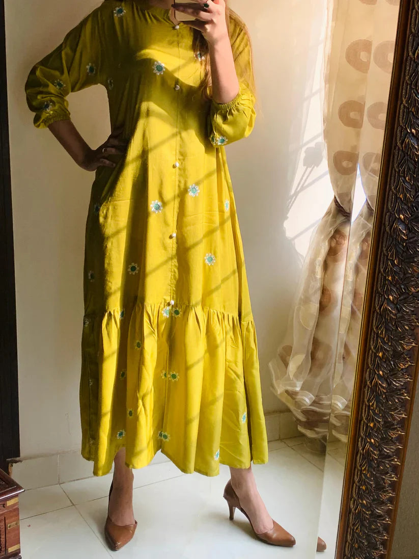 Lenin Long Embroidered Maxi (Yellow)