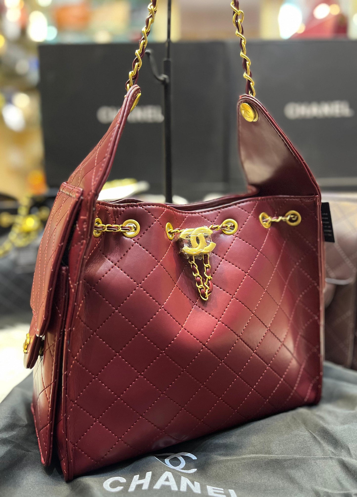 C-H-A-N-E-L 25 HOBO BAG RESTOCK – Women Bag (Maroon)