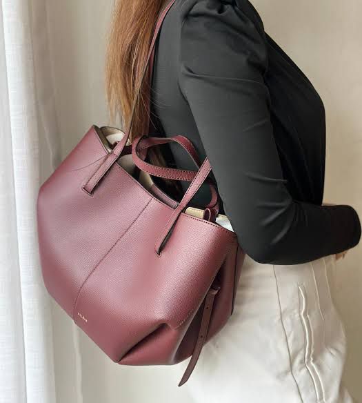 POLÈNE CYME EDITION TEXTURED TAUPE – Women Bag (Maroon)