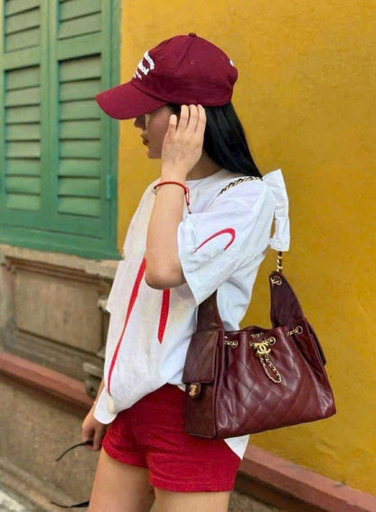 C-H-A-N-E-L 25 HOBO BAG RESTOCK – Women Bag (Maroon)